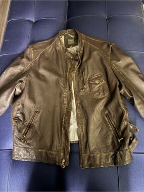 Alexander Julian Brown Leather Bomber Jacket